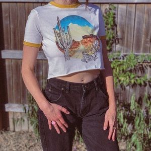 Cute Route 66 Desert Ringer Cropped Tee 🌵